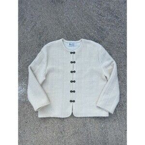 Cottagecore Soft Cream Mohair Cardigan  w/ Ornate Clasps– Cozy Neutral